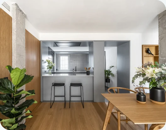 Cocina y comedor de un piso tutelado